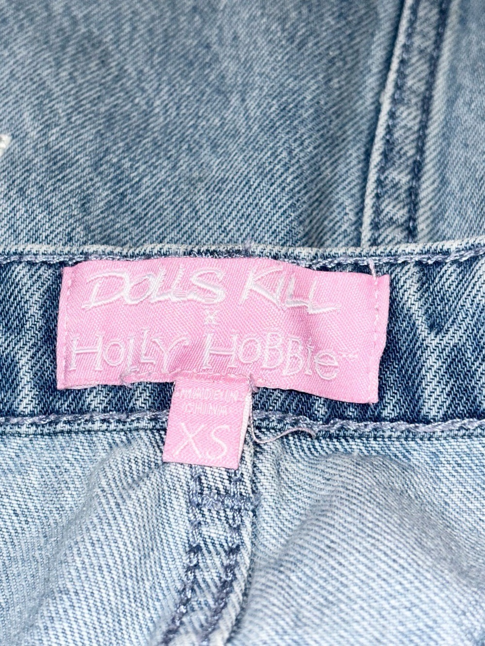Dolls Kill x Holly Hobbie Dose Of Happy Patchwork Denim Skirt Jean Size XS - Picture 12 of 13